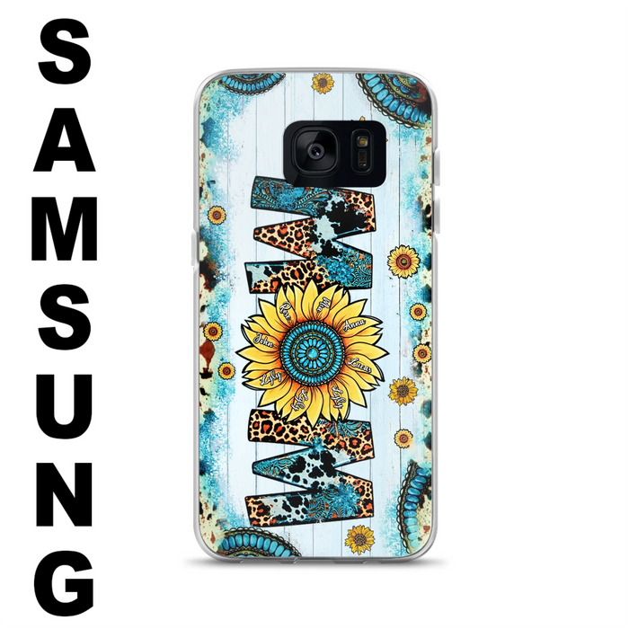 Custom Personalized Mom Sunflower Phone Case - Mother's Day Gift Idea - Upto 8 Kids - Case For iPhone/ Samsung