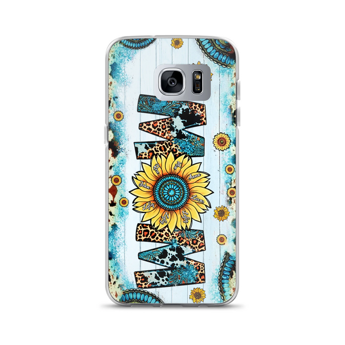 Custom Personalized Mom Sunflower Phone Case - Mother's Day Gift Idea - Upto 8 Kids - Case For iPhone/ Samsung