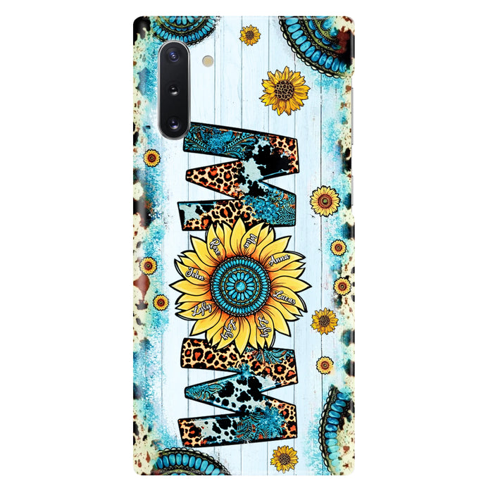 Custom Personalized Mom Sunflower Phone Case - Mother's Day Gift Idea - Upto 8 Kids - Case For iPhone/ Samsung