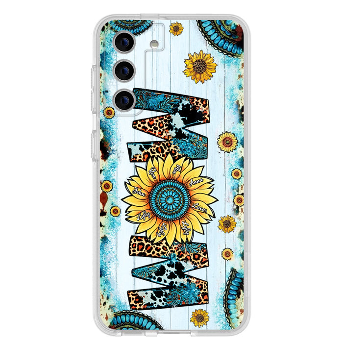 Custom Personalized Mom Sunflower Phone Case - Mother's Day Gift Idea - Upto 8 Kids - Case For iPhone/ Samsung