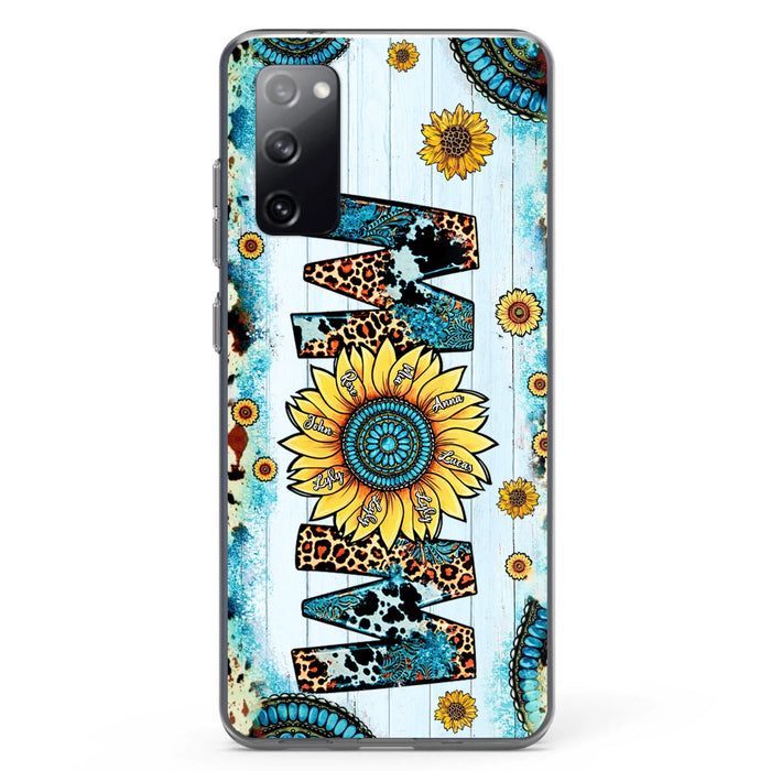 Custom Personalized Mom Sunflower Phone Case - Mother's Day Gift Idea - Upto 8 Kids - Case For iPhone/ Samsung