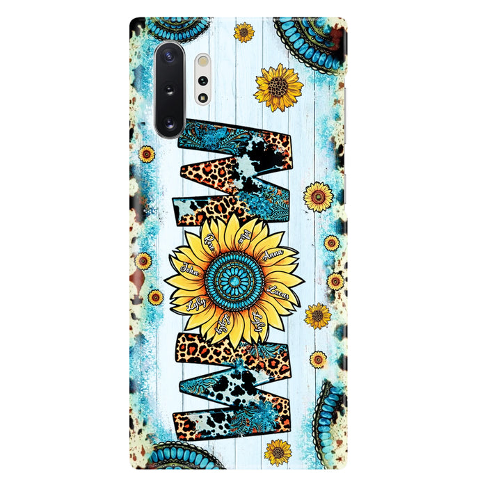 Custom Personalized Mom Sunflower Phone Case - Mother's Day Gift Idea - Upto 8 Kids - Case For iPhone/ Samsung