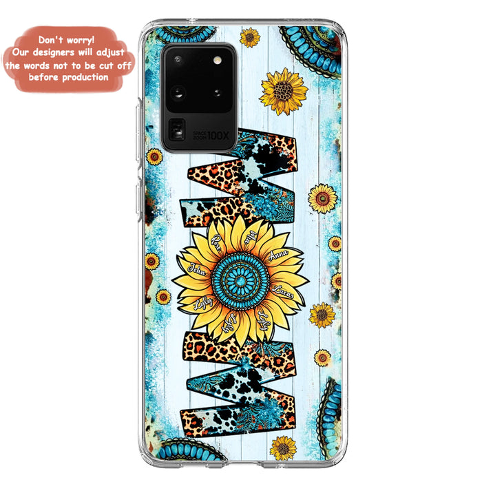 Custom Personalized Mom Sunflower Phone Case - Mother's Day Gift Idea - Upto 8 Kids - Case For iPhone/ Samsung