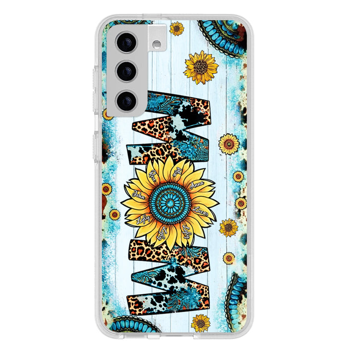 Custom Personalized Mom Sunflower Phone Case - Mother's Day Gift Idea - Upto 8 Kids - Case For iPhone/ Samsung
