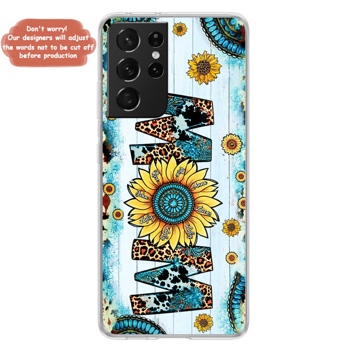 Custom Personalized Mom Sunflower Phone Case - Mother's Day Gift Idea - Upto 8 Kids - Case For iPhone/ Samsung