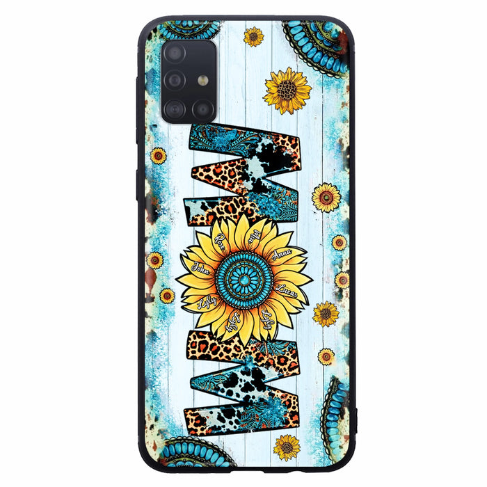 Custom Personalized Mom Sunflower Phone Case - Mother's Day Gift Idea - Upto 8 Kids - Case For iPhone/ Samsung