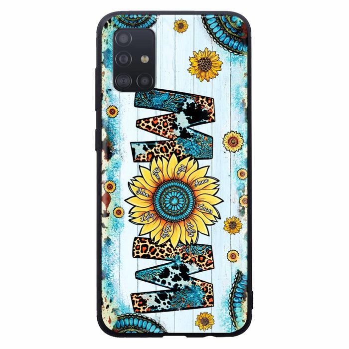 Custom Personalized Mom Sunflower Phone Case - Mother's Day Gift Idea - Upto 8 Kids - Case For iPhone/ Samsung