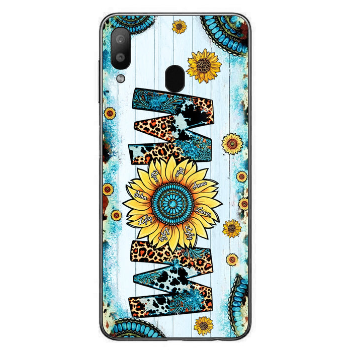 Custom Personalized Mom Sunflower Phone Case - Mother's Day Gift Idea - Upto 8 Kids - Case For iPhone/ Samsung
