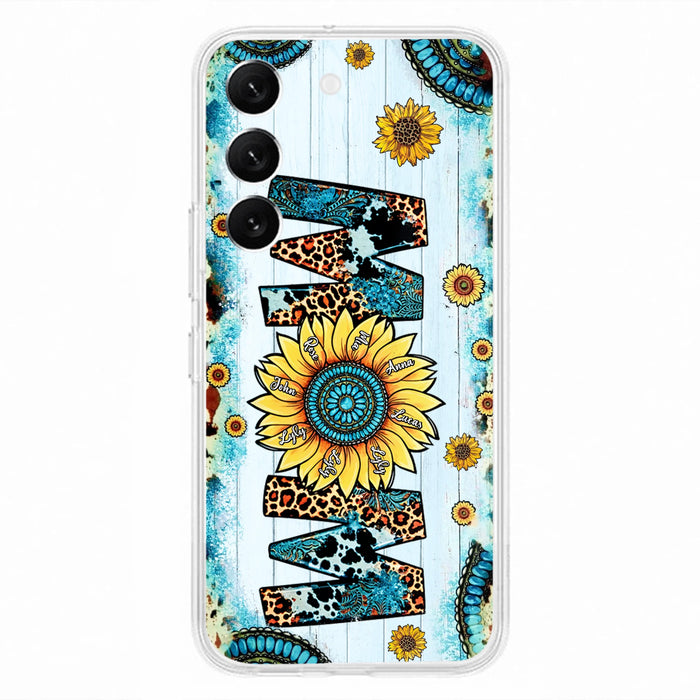 Custom Personalized Mom Sunflower Phone Case - Mother's Day Gift Idea - Upto 8 Kids - Case For iPhone/ Samsung