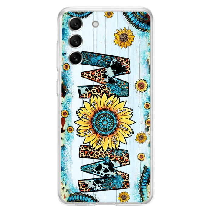 Custom Personalized Mom Sunflower Phone Case - Mother's Day Gift Idea - Upto 8 Kids - Case For iPhone/ Samsung