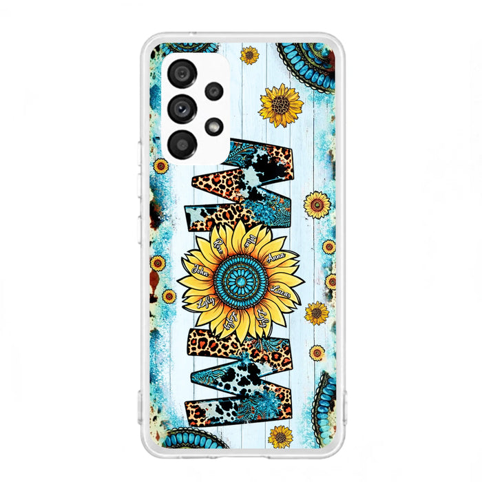 Custom Personalized Mom Sunflower Phone Case - Mother's Day Gift Idea - Upto 8 Kids - Case For iPhone/ Samsung