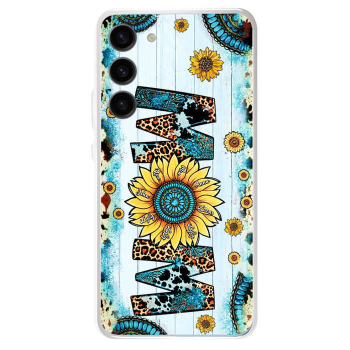 Custom Personalized Mom Sunflower Phone Case - Mother's Day Gift Idea - Upto 8 Kids - Case For iPhone/ Samsung