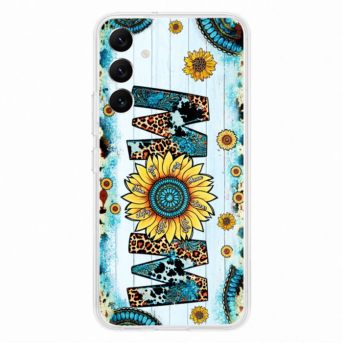 Custom Personalized Mom Sunflower Phone Case - Mother's Day Gift Idea - Upto 8 Kids - Case For iPhone/ Samsung