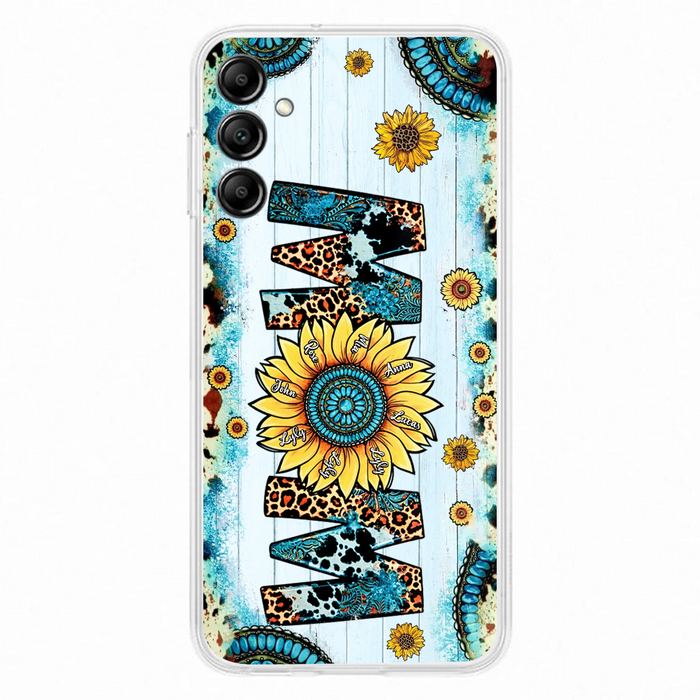 Custom Personalized Mom Sunflower Phone Case - Mother's Day Gift Idea - Upto 8 Kids - Case For iPhone/ Samsung