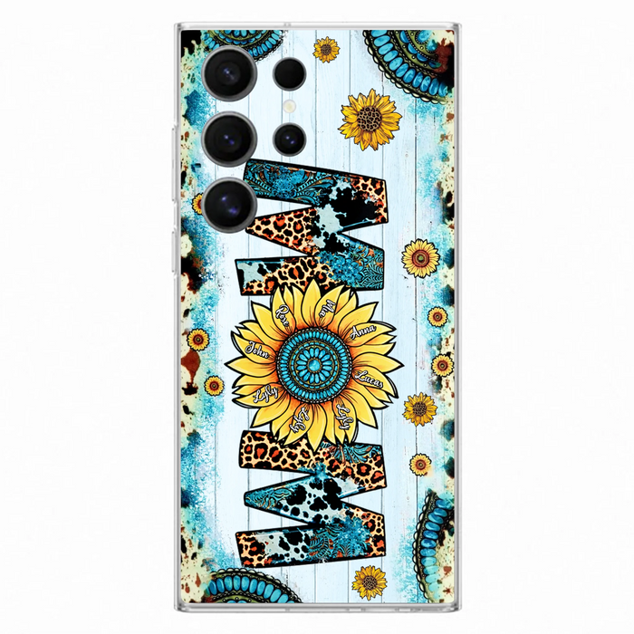 Custom Personalized Mom Sunflower Phone Case - Mother's Day Gift Idea - Upto 8 Kids - Case For iPhone/ Samsung