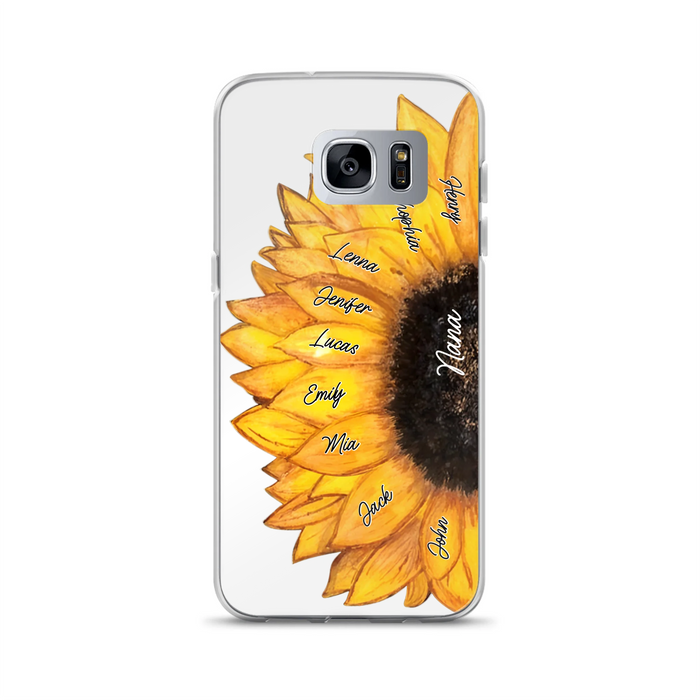 Custom Personalized Sunflower Grandma Phone Case -Upto 9 Kids - Mother's Day Gift Idea for Mom/Grandma