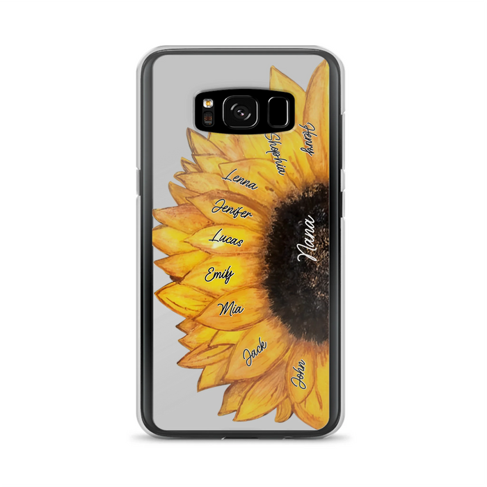 Custom Personalized Sunflower Grandma Phone Case -Upto 9 Kids - Mother's Day Gift Idea for Mom/Grandma