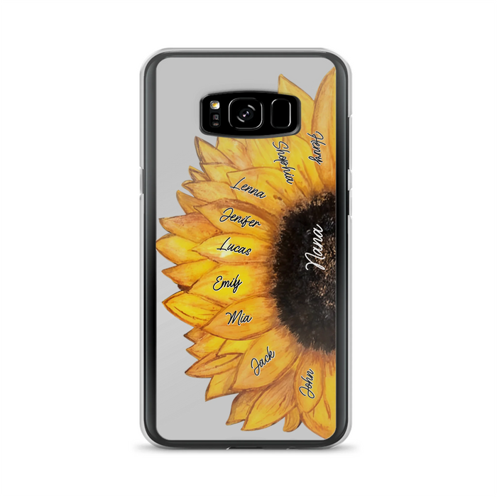 Custom Personalized Sunflower Grandma Phone Case -Upto 9 Kids - Mother's Day Gift Idea for Mom/Grandma