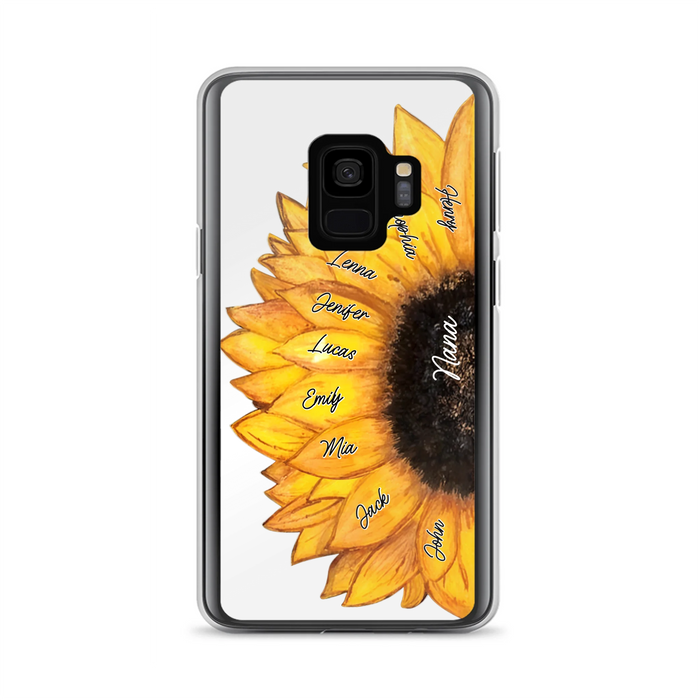 Custom Personalized Sunflower Grandma Phone Case -Upto 9 Kids - Mother's Day Gift Idea for Mom/Grandma