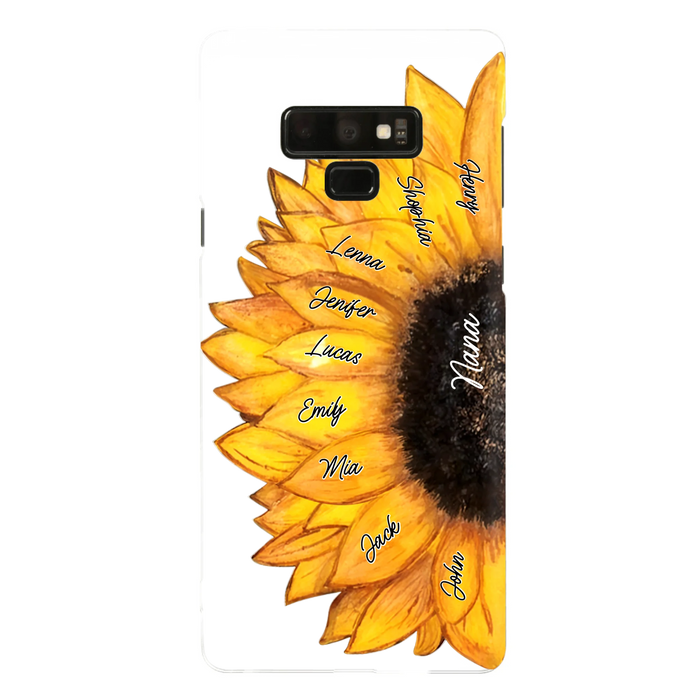 Custom Personalized Sunflower Grandma Phone Case -Upto 9 Kids - Mother's Day Gift Idea for Mom/Grandma
