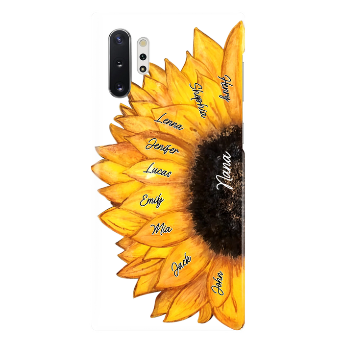 Custom Personalized Sunflower Grandma Phone Case -Upto 9 Kids - Mother's Day Gift Idea for Mom/Grandma