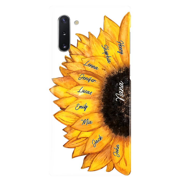 Custom Personalized Sunflower Grandma Phone Case -Upto 9 Kids - Mother's Day Gift Idea for Mom/Grandma
