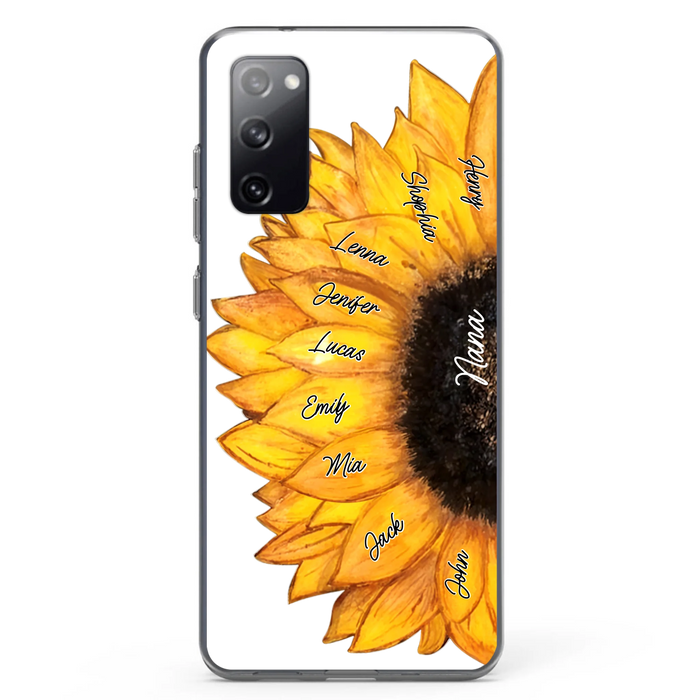 Custom Personalized Sunflower Grandma Phone Case -Upto 9 Kids - Mother's Day Gift Idea for Mom/Grandma