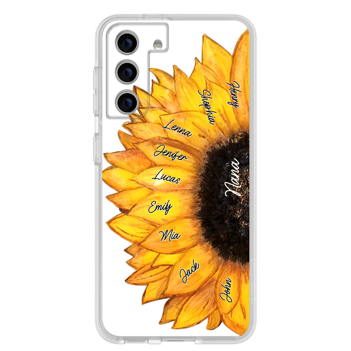 Custom Personalized Sunflower Grandma Phone Case -Upto 9 Kids - Mother's Day Gift Idea for Mom/Grandma