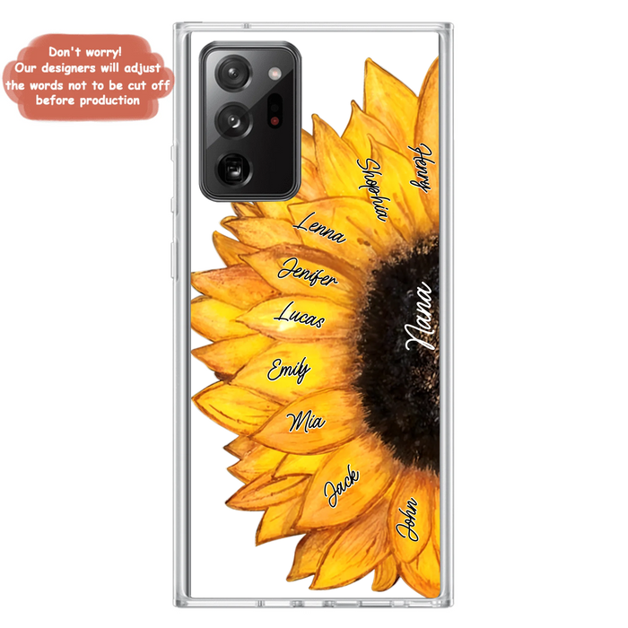 Custom Personalized Sunflower Grandma Phone Case -Upto 9 Kids - Mother's Day Gift Idea for Mom/Grandma