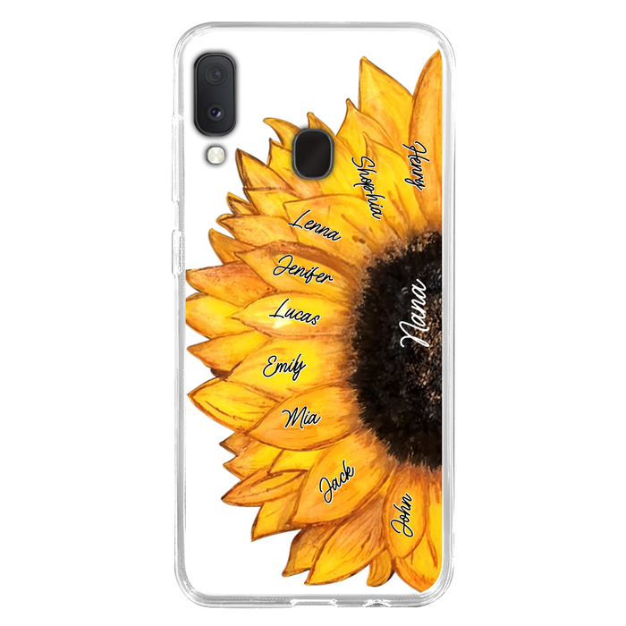 Custom Personalized Sunflower Grandma Phone Case -Upto 9 Kids - Mother's Day Gift Idea for Mom/Grandma