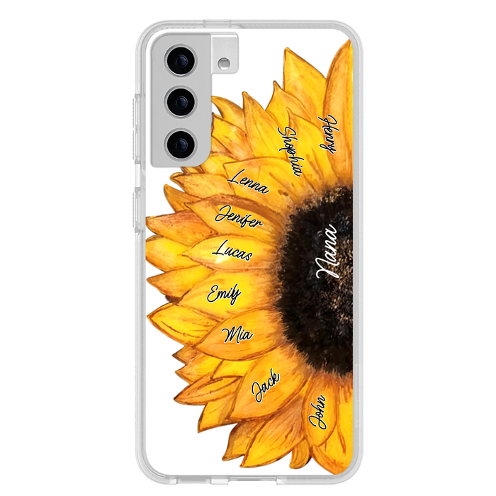Custom Personalized Sunflower Grandma Phone Case -Upto 9 Kids - Mother's Day Gift Idea for Mom/Grandma