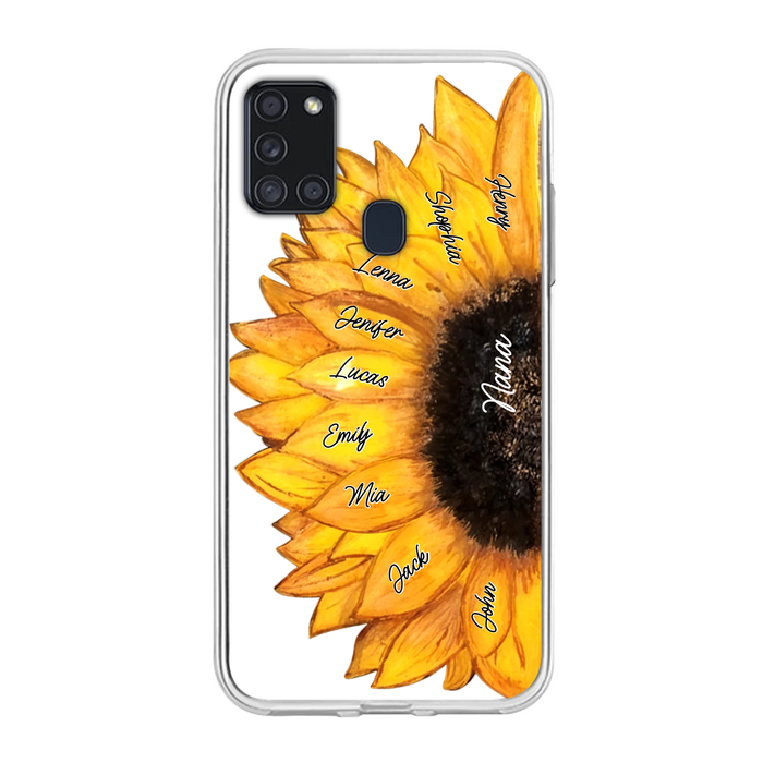 Custom Personalized Sunflower Grandma Phone Case -Upto 9 Kids - Mother's Day Gift Idea for Mom/Grandma