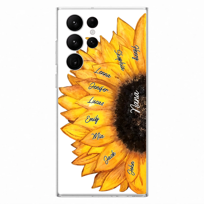 Custom Personalized Sunflower Grandma Phone Case -Upto 9 Kids - Mother's Day Gift Idea for Mom/Grandma