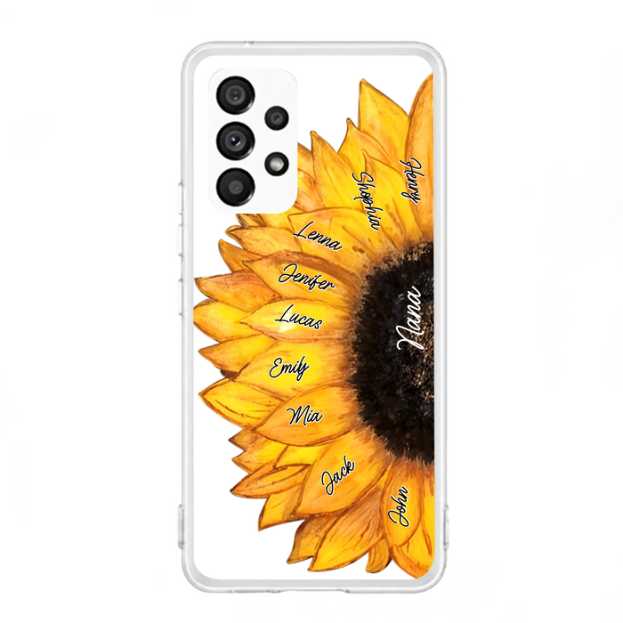 Custom Personalized Sunflower Grandma Phone Case -Upto 9 Kids - Mother's Day Gift Idea for Mom/Grandma