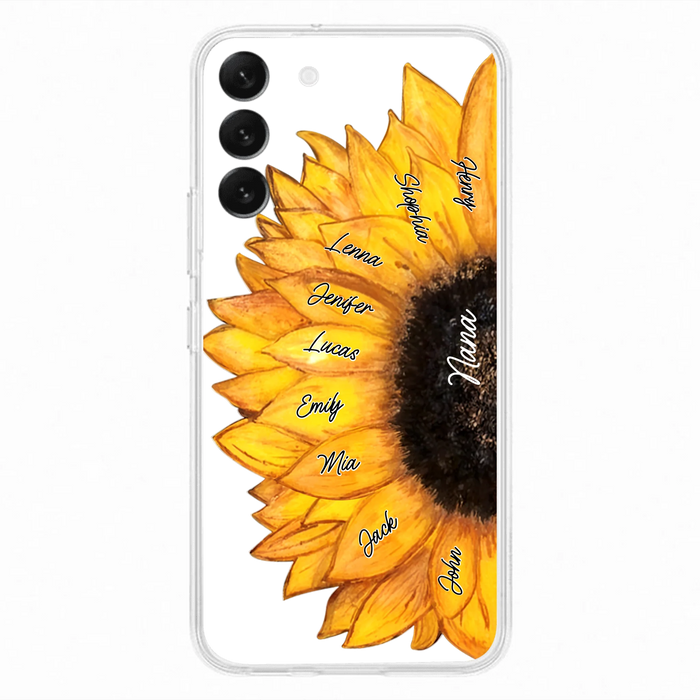 Custom Personalized Sunflower Grandma Phone Case -Upto 9 Kids - Mother's Day Gift Idea for Mom/Grandma