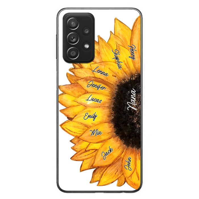 Custom Personalized Sunflower Grandma Phone Case -Upto 9 Kids - Mother's Day Gift Idea for Mom/Grandma