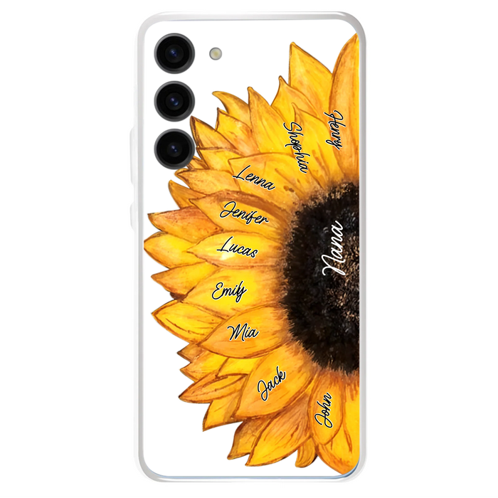 Custom Personalized Sunflower Grandma Phone Case -Upto 9 Kids - Mother's Day Gift Idea for Mom/Grandma