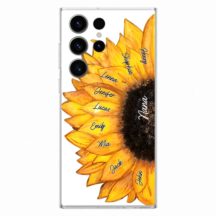 Custom Personalized Sunflower Grandma Phone Case -Upto 9 Kids - Mother's Day Gift Idea for Mom/Grandma