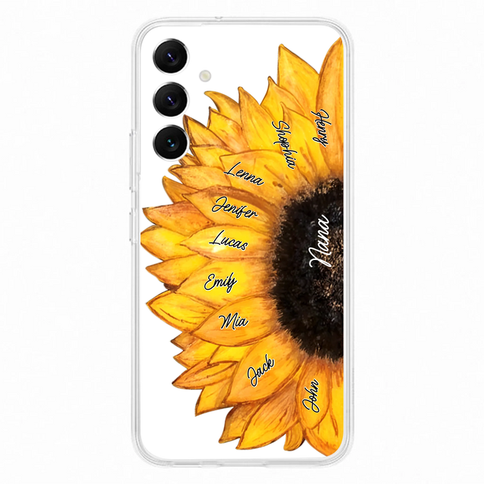 Custom Personalized Sunflower Grandma Phone Case -Upto 9 Kids - Mother's Day Gift Idea for Mom/Grandma