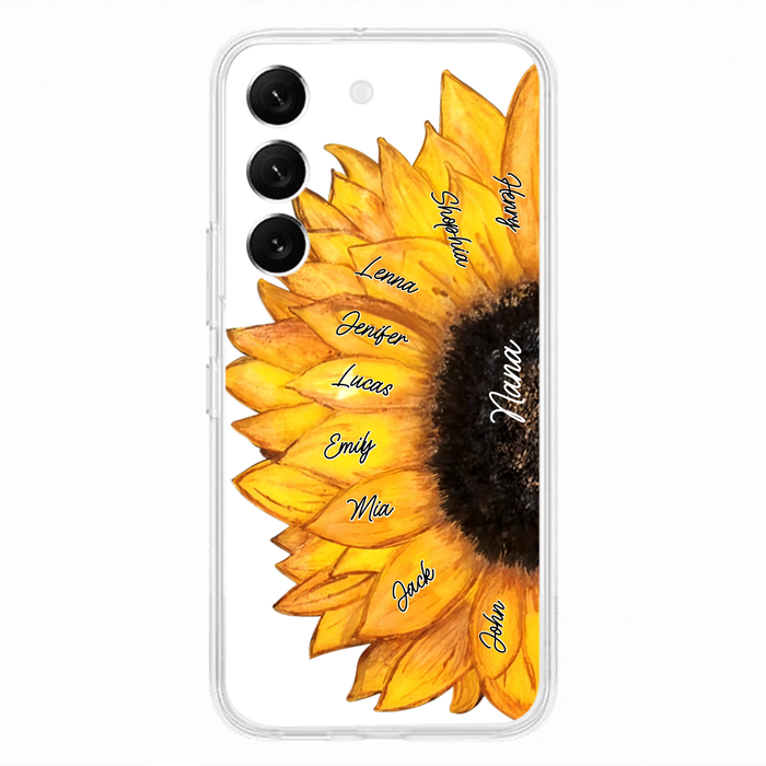 Custom Personalized Sunflower Grandma Phone Case -Upto 9 Kids - Mother's Day Gift Idea for Mom/Grandma