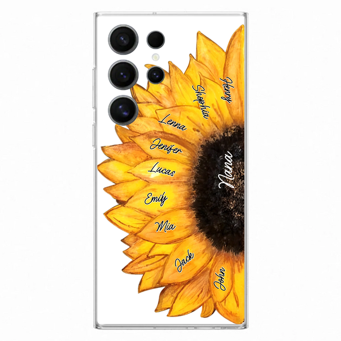 Custom Personalized Sunflower Grandma Phone Case -Upto 9 Kids - Mother's Day Gift Idea for Mom/Grandma