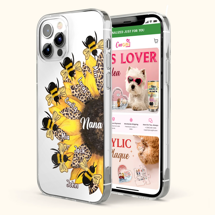 Custom Sunflower Grandma Phone Case - Mother's Day Gift Idea for Mom/Grandma