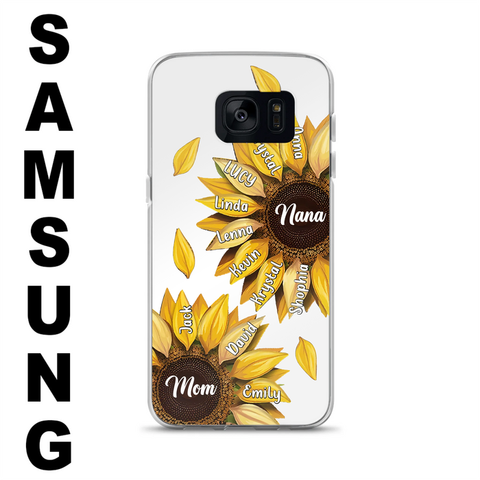 Custom Personalized Sunflower Grandma Phone Case -Upto 11 Kids - Mother's Day Gift Idea for Mom/Grandma -  Case For iPhone/Samsung