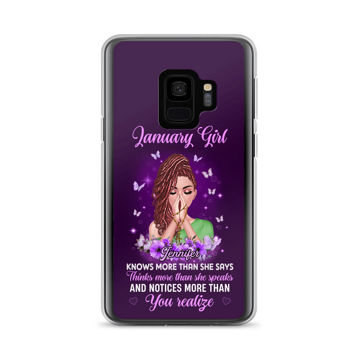Custom Personalized Birthday Girl iPhone/ Samsung Phone Case - Gift Idea For Girl/ Friend/ Daughter - Knows More Than She Says