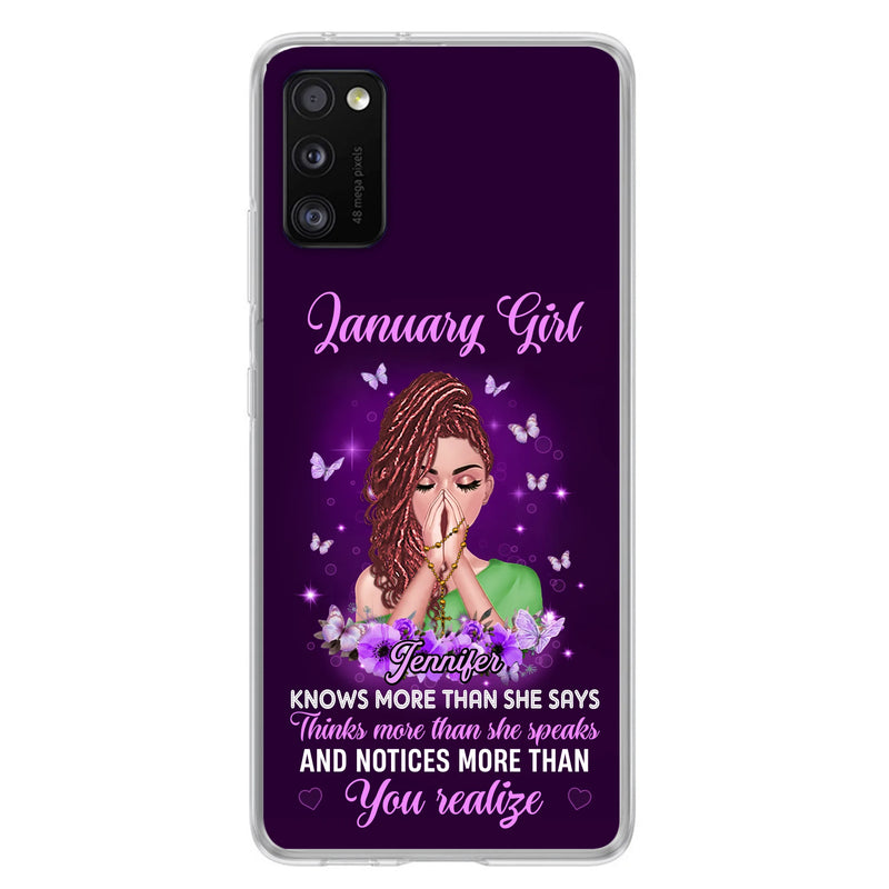 Custom Personalized Birthday Girl iPhone/ Samsung Phone Case - Gift Idea For Girl/ Friend/ Daughter - Knows More Than She Says