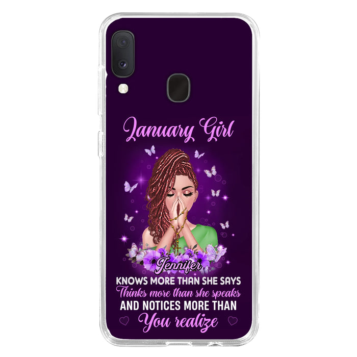 Custom Personalized Birthday Girl iPhone/ Samsung Phone Case - Gift Idea For Girl/ Friend/ Daughter - Knows More Than She Says