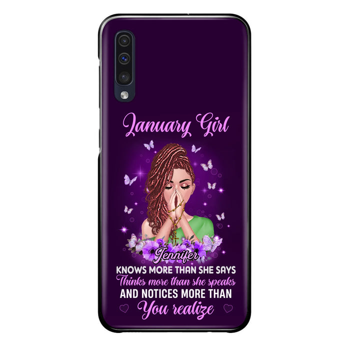 Custom Personalized Birthday Girl iPhone/ Samsung Phone Case - Gift Idea For Girl/ Friend/ Daughter - Knows More Than She Says