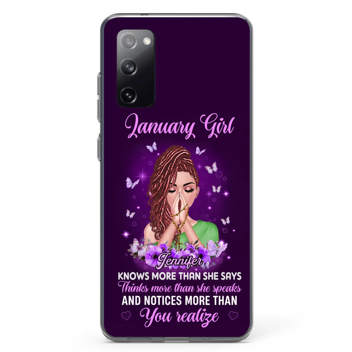 Custom Personalized Birthday Girl iPhone/ Samsung Phone Case - Gift Idea For Girl/ Friend/ Daughter - Knows More Than She Says