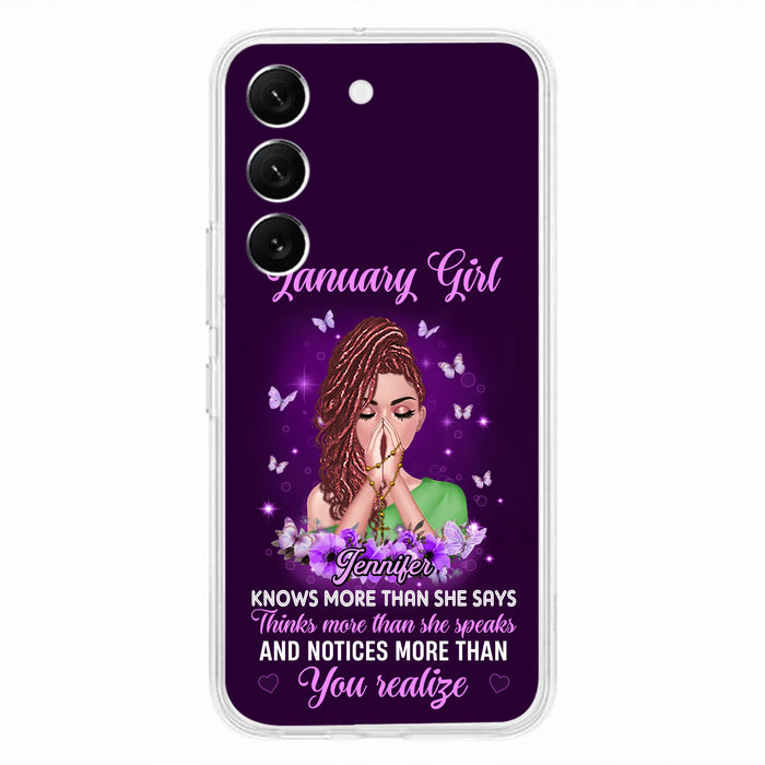 Custom Personalized Birthday Girl iPhone/ Samsung Phone Case - Gift Idea For Girl/ Friend/ Daughter - Knows More Than She Says
