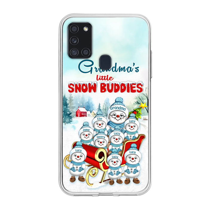 Custom Personalized Grandma Phone Case - Christmas Gift Idea For Grandma - Upto 8 Grandkids - Case For iPhone/ Samsung - Grandma's Little Snow Buddies